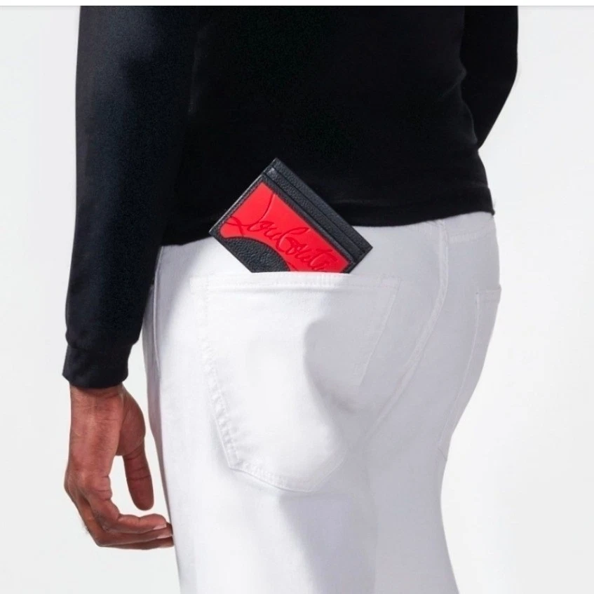 AUTÉNTICO LOUBOUTIN KIOS Portatarjetas Cartera Negro Rojo CAJA Bolsa para el Polvo Recibo defectuoso Foto 3 de 4