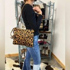 ON TREND leopard cheetah animal Myra Bag Leather Cowhide  Crossbody Purse