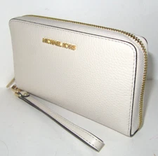 Michael Kors Jet Set Large Flat Multifunction Phone Case Light Cream Wallet NWT
