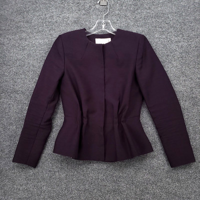 H&M Blazer Womens 2 Purple Long Sleeve Peplum Lined Jacket Career Office Work