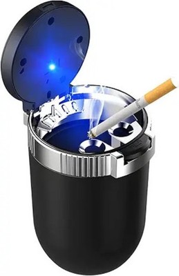Car Ashtray with Lid, Auto Portable Stainless Steel Smokeless As Color: Siver