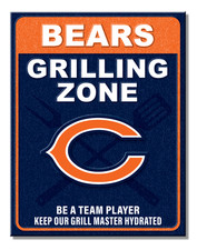 Chicago Bears Grilling Zone NFL Tin Sign wall decor 12.5" x 16" Made in USA