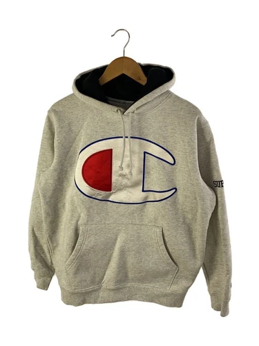 Felpa Supreme con cappuccio M cotone grigio usata