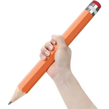 Jumbo Giant Wood Pencil Novelty Extra Large 14 Inch Orange Red Prop Gift Decor