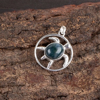 Moss Agate Gemstone Handmade 925 Sterling Silver Jewelry Pendant Gift For Her