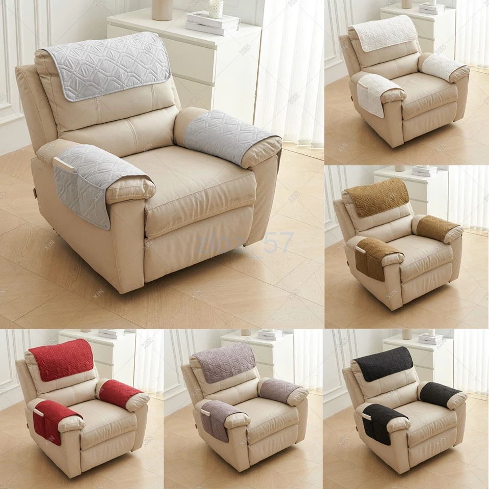 2025 Recliner Sofa Headrest Protector Sofa Armrest Headrest Cover With Pockets