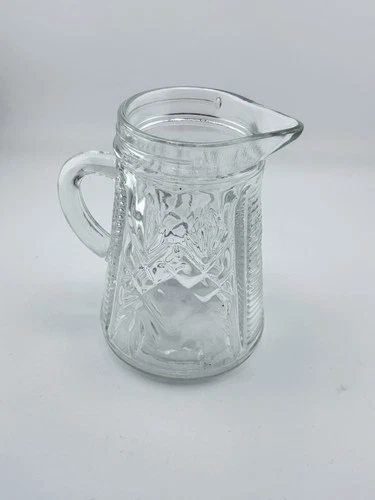Vintage Anchor Hocking Pressed Clear Glass Syrup Cup Or Creamer 4.5”