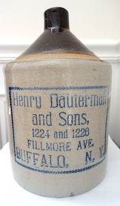 Henry Dauterman & Sons 1906-18 Stenciled Stoneware Crock Whiskey Jug Buffalo, NY
