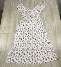 J For Justify Juniors Size 2X  White Floral Print Maxi Dress Cottagecore 