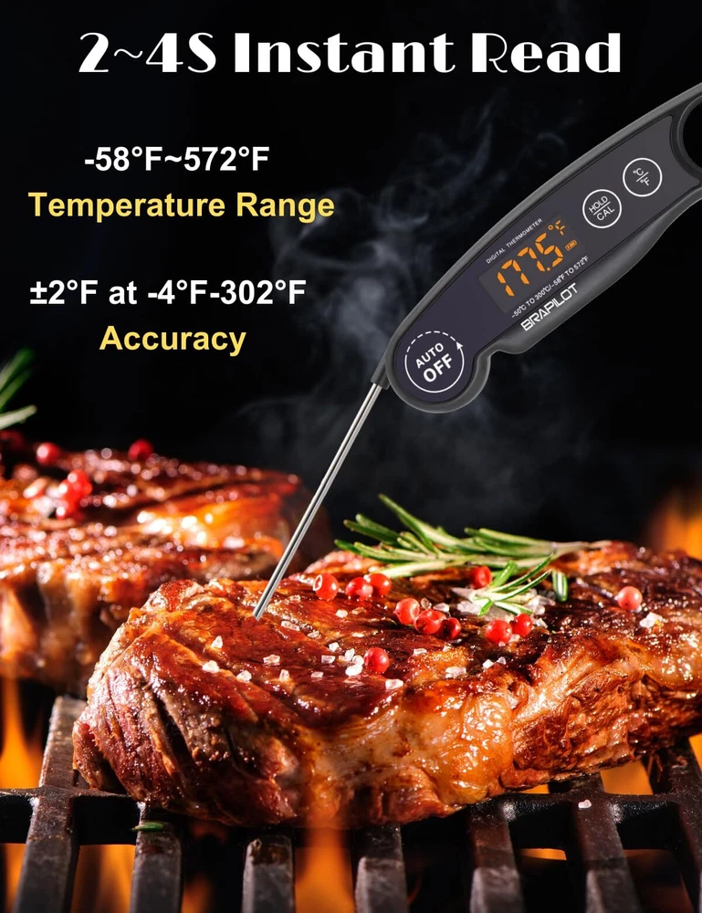 Meat Thermometer Rechargeable for Cooking - 3~4S Instant Read Candy Cooking F... Meat Thermometer Rechargeable for Cooking - 3~4S Instant Read Candy Cooking F...