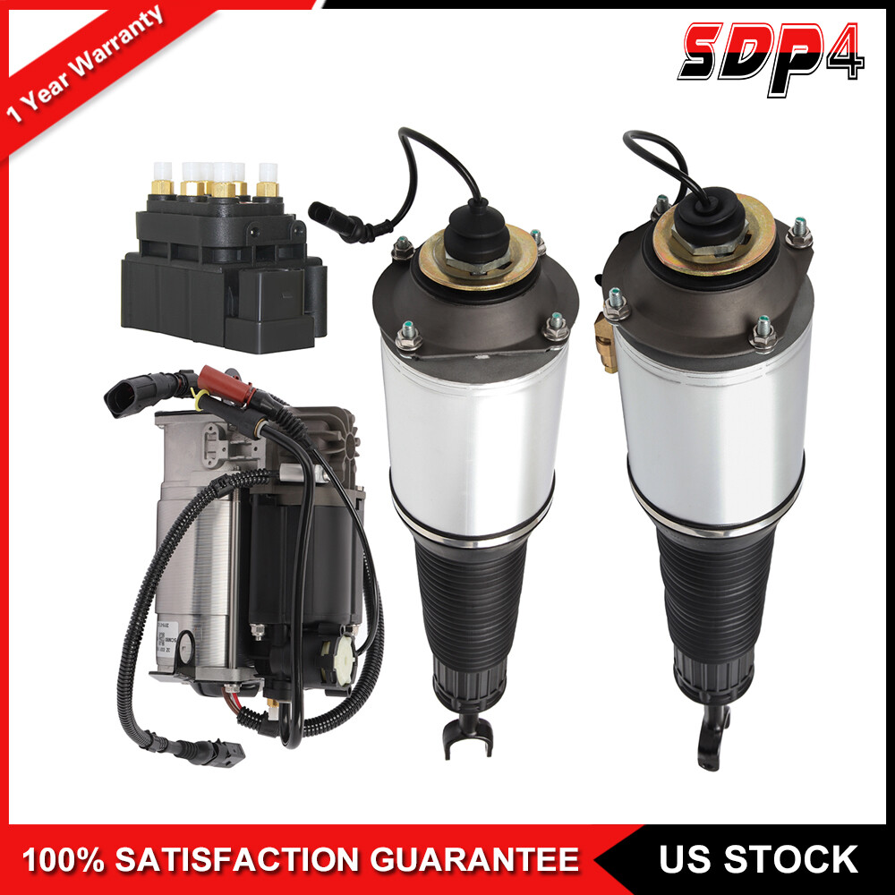 4Pcs Front Air Suspension Strut Shocks Compressor Relay For 02-10 Audi A8 D3-image