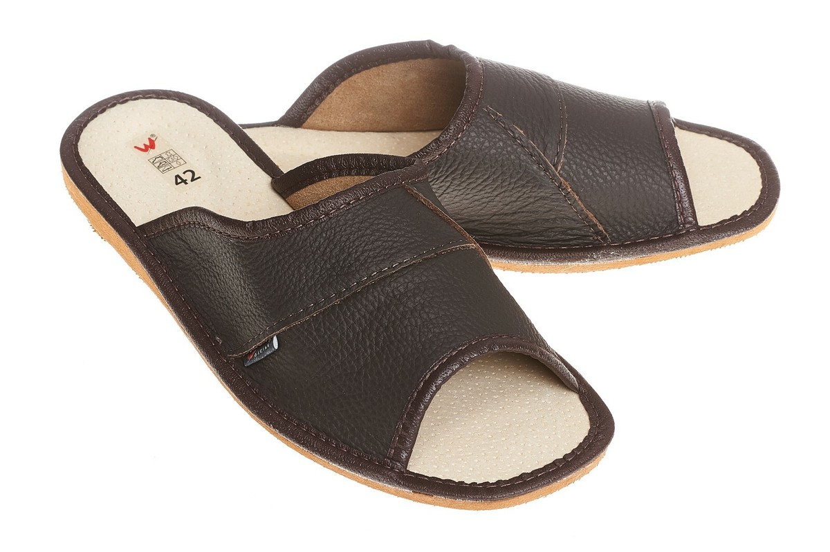 Chaussons Homme En Cuir Véritable – Tailles 40 à 46, Modèle #257, Semelle Antidérapante, Neufs