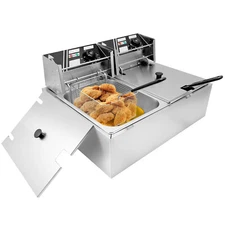 Commercial Electric Deep Fryer 6L+6L Dual Tank Commercial w/ Fry Basket 5000W