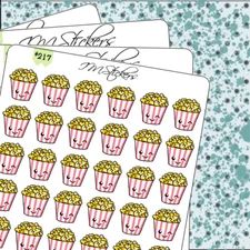 Popcorn Movie Night Food Design Hand Drawn Planner Stickers Organizer