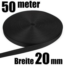 SCHWARZ  20 MM / 50 METER  PP STARK Gurtband Taschengurt Taschenband