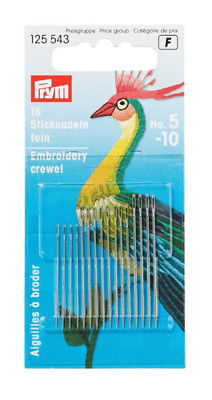 Prym Crewel Nadeln - gehärteter Stahl, verschiedene Größen 3-9, 16 Stück