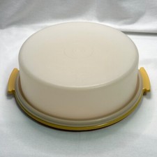 Vintage Tupperware Harvest Gold Round Cake Or Pie Keeper Taker 719-1 Lid 720-1