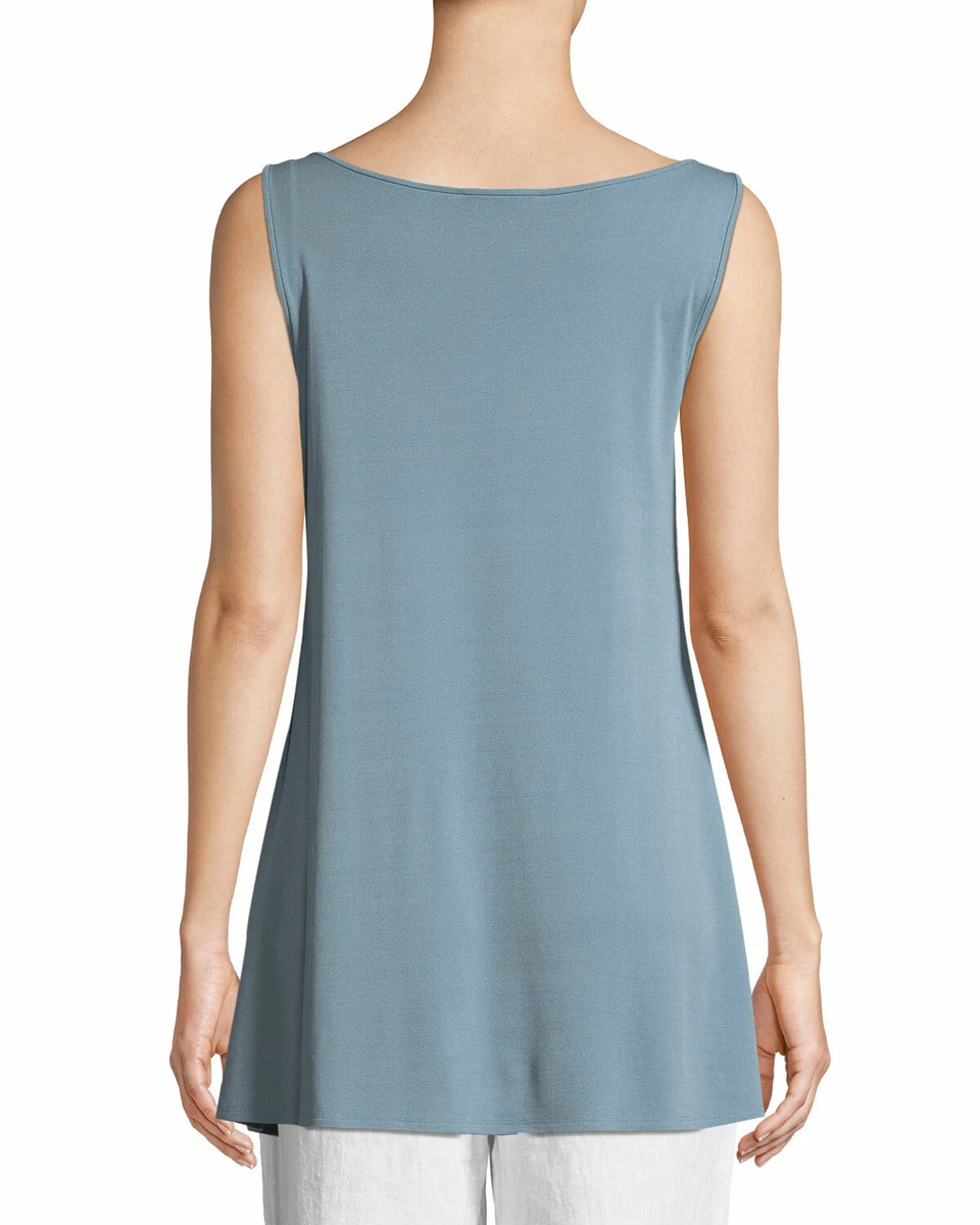 Eileen Fisher Stretch Silk Jersey Scoop Neck Tunic, Pond (Blue), XS, NWT
