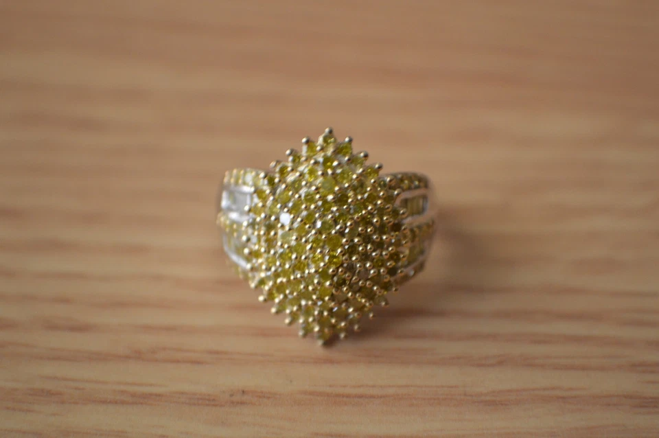 2.00ct Natural Yellow Diamond Ring 14K Yellow Gold over Sterling Silver Size 8 - Image 4 of 4