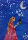 ACEO Original Acrylic Painting A LITTLE PRINCESS Miniature Art Card New
