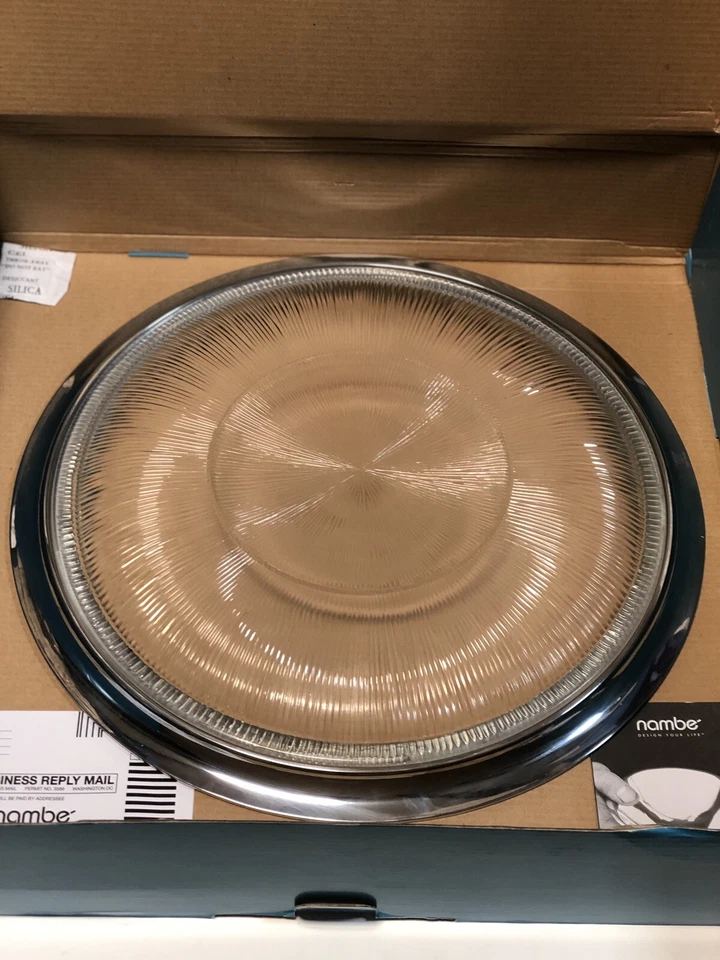 Prato redondo Nambe 16" Sunburst projetado por Betty Bough novo caixa aberta  - Imagem 4 de 4