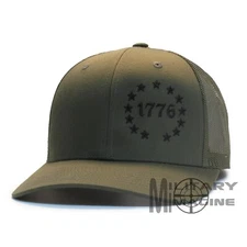 1776 Betsy Ross 13 Colonies 2A OD Green hat cap Trucker Mesh Snapback