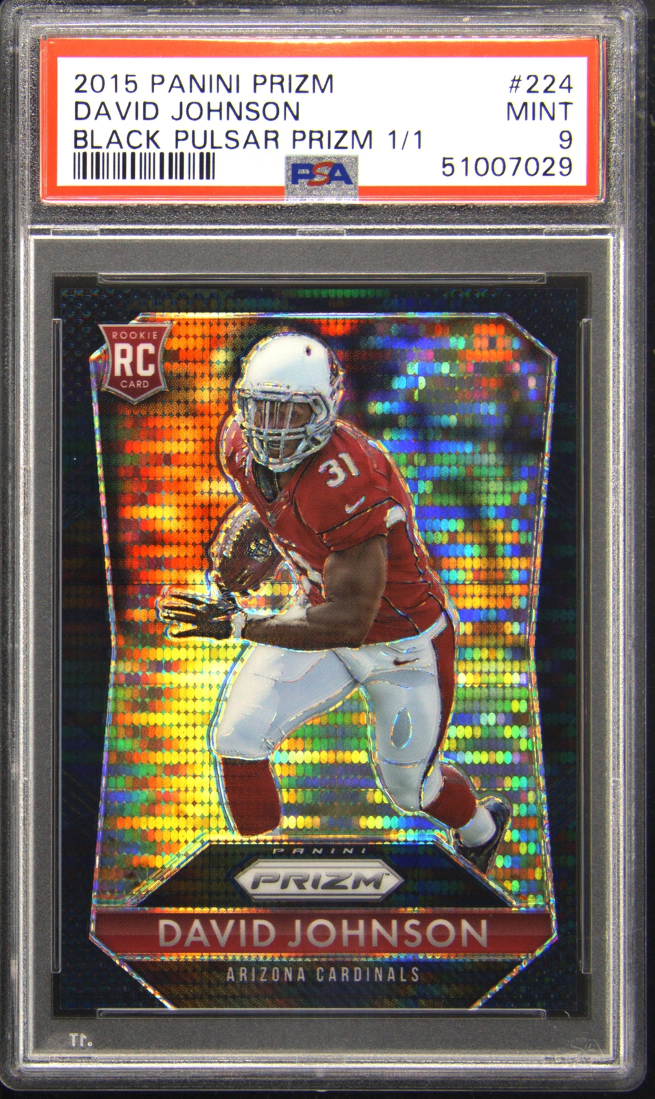 David Johnson Panini Prizm #224 Black Pulsar Prizm 1/1