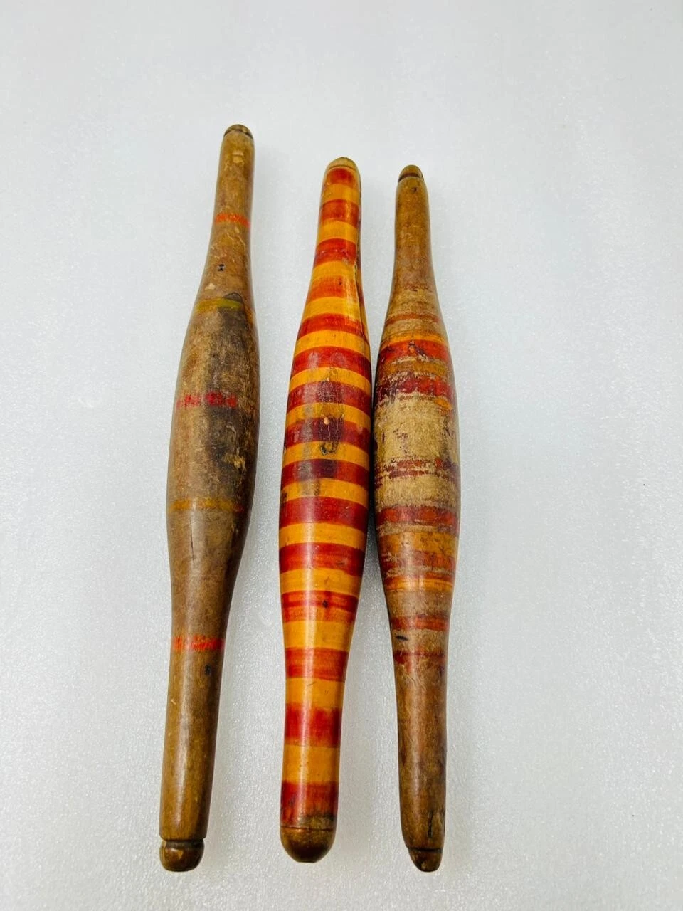 Vintage Wooden Hand Painted Rolling Pin Old Wooden Chapati Making Rolling Pin 3p