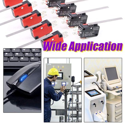 10x V-153-1C25 Limit Micro Switch – Long Lever Roller, SPDT, Snap Action, 15A - View #2