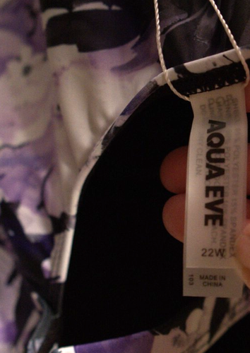 Aqua Eve Women's One Piece Swimsuit 22W NWT Black White Purple Floral - Picture 6 of 7