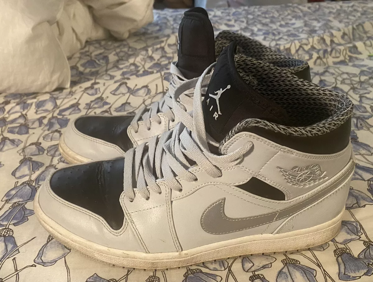 Nike Air Jordan 1 Mid Men s Basketball Shoes Size 9 Wolf Grey Pure Platinum