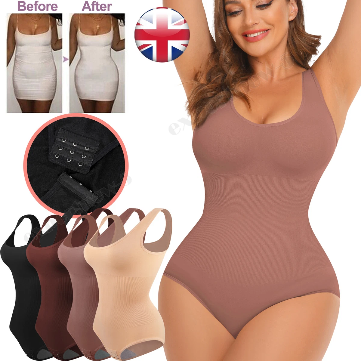 Women's Shapewear Bodysuit - Seamless Firm Control Tummy Slimmer, Open Bust Design - View #4