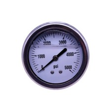 Liquid Filled Pressure Gauge 0-5000 PSI 1/4" NPT CBM Back Mount 2.5" Face