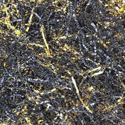 Crinkle Cut Paper 1/2 LB Baskets Shred Filler Paper Metallic Gold and Black C...