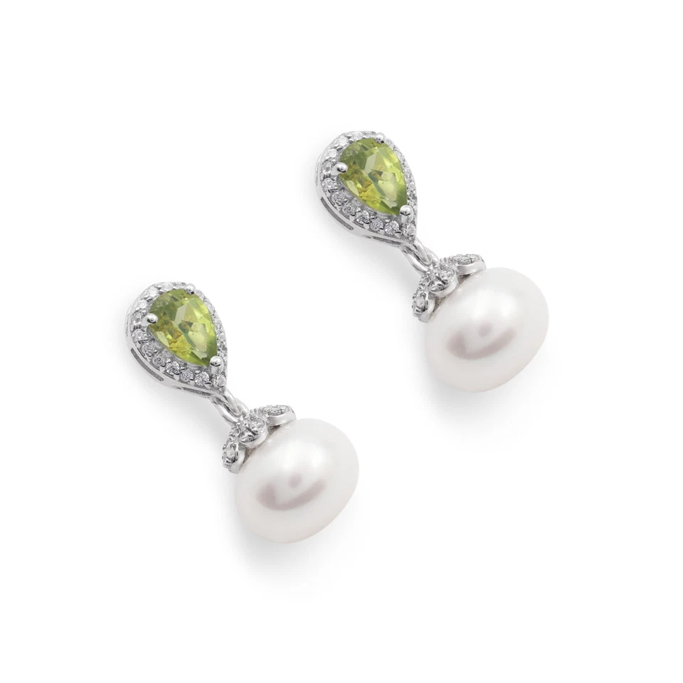 Weihnachtsgeschenk Perlen Ohrhänger 925 Sterling Silber Peridot Edelstein Sch... - Bild 3 von 3