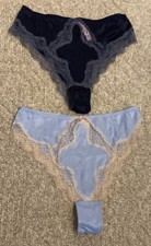 VICTORIA SECRET DREAM ANGELS MED SATIN LACE Blue BRAZILIAN PANTY Bride Lot 2 NWT