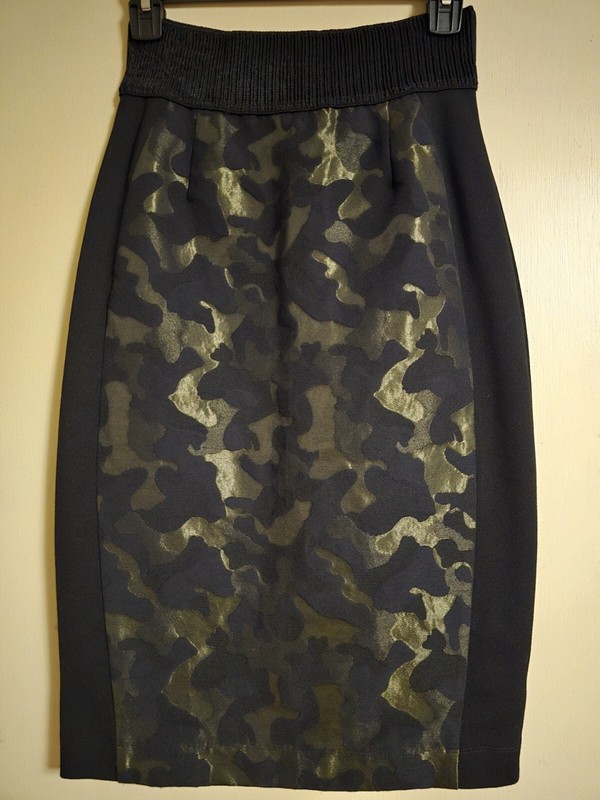 AUTHENTIC Maeve Anthropologie Skirt 4 *NEW* Designer Camo Black