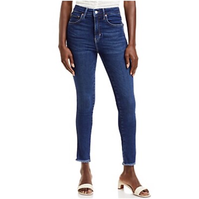 Free People Fringe Hem High Waist Medium Wash Skinny Ankle Jeans 29