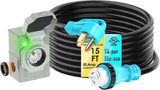 UL Listed 50 Amp 15Feet Generator Cord and Power Inlet Box Combo Kit NEMA 14-50P