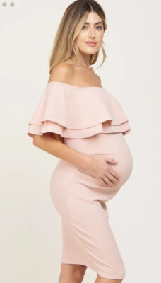 pink blush maternity dress PinkBlush White Lace Overlay Maternity Maxi Dress main image 0