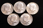 Set of 5 40% Silver Kennedy Half Dollars 1965,1966,1967,1968 & 1969