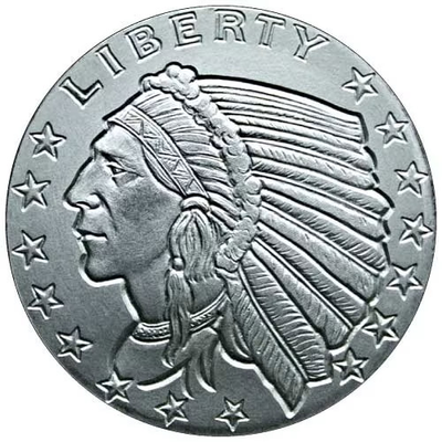 #ad Silver 1 4 oz Incuse Indian Round $30.51