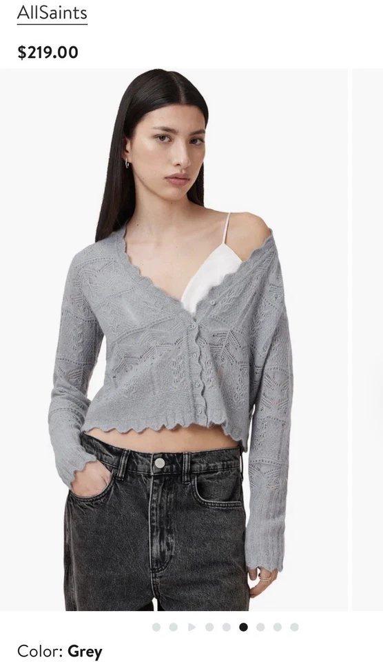 ALLSAINTS VANESSA WOOL & ALPACA 混合开衫 灰色 尺寸 大号 — 第 2/4 张图片