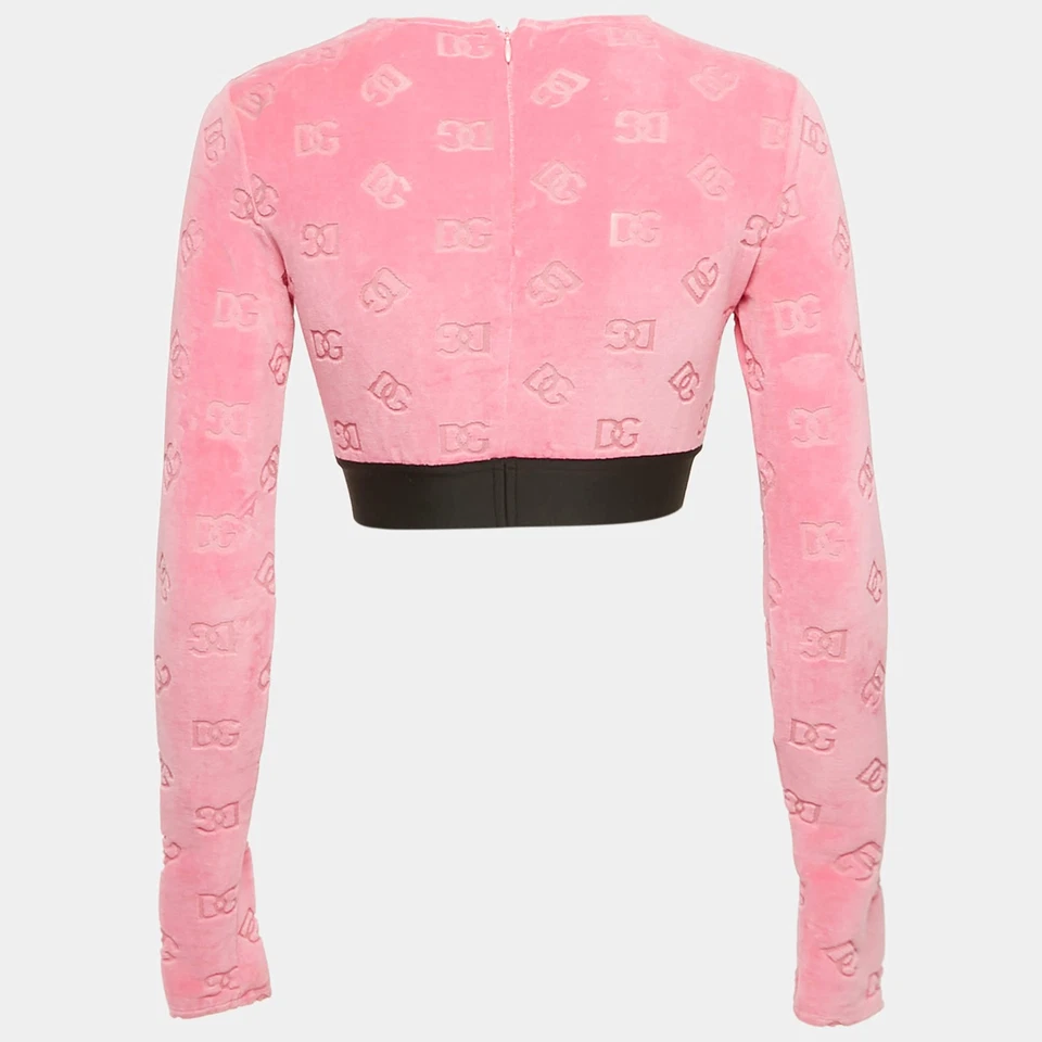 Top corto Dolce Gabbana rosa monograma terciopelo S Foto 2 de 4