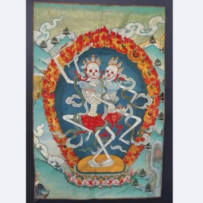 Shri Chitipati Thangka  Brocade 90cm 35.5in Wall Painting Tibetan Style Mural