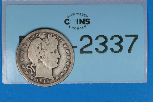 1916-D 25C LIBERTY HEAD BARBER SILVER QUARTER DOLLAR Early US Type RAW-2337