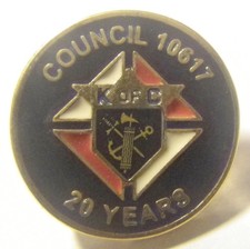Knights Of Columbus K of C Council 10617 20 Years Anniversary Official Pin Old