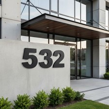 12 Inch Address Numbers For Commercial Building 3/8" Thick Black Acrylic Bold