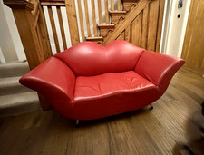 Red Leather 2-Seater Lips Sofa Loveseat - similar to Salvador Dali