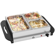 HOMCOM 4.5L Electric Food Warmer Buffet Server with Lids Cool Touch Handles